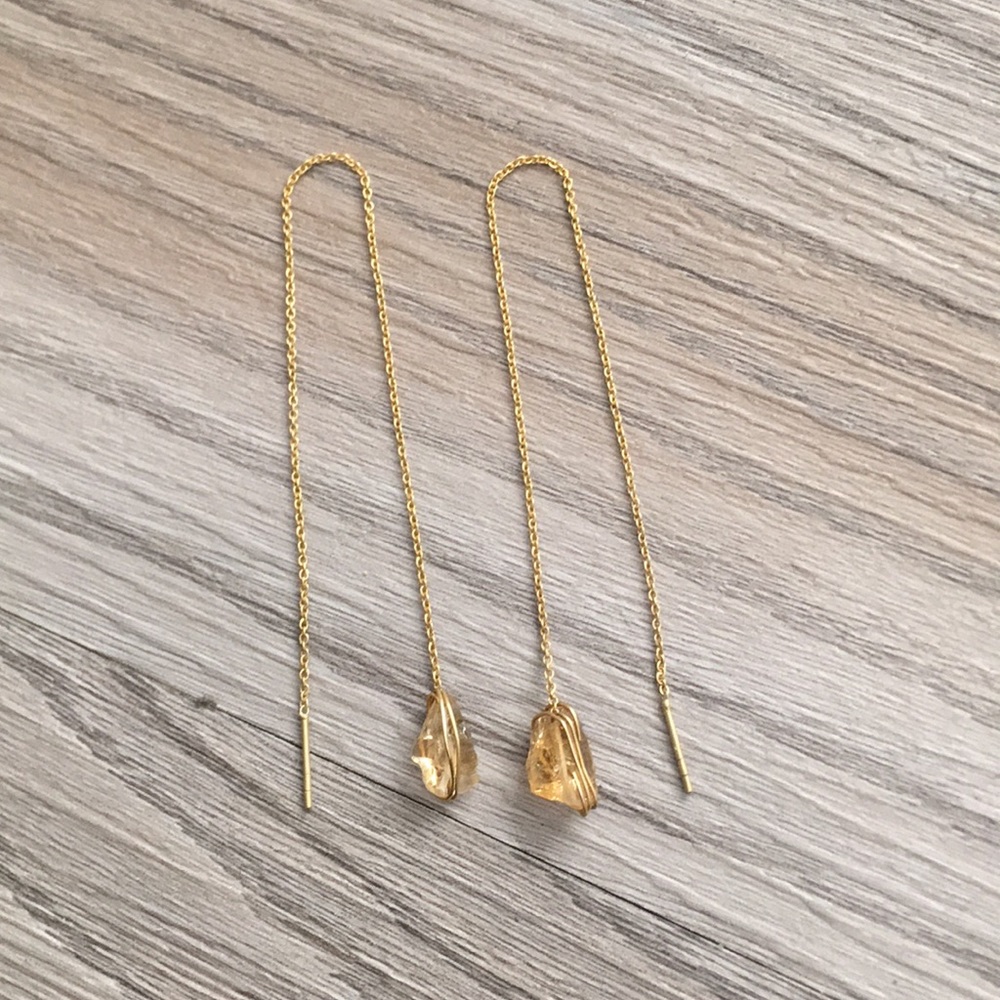Stone threader earrings